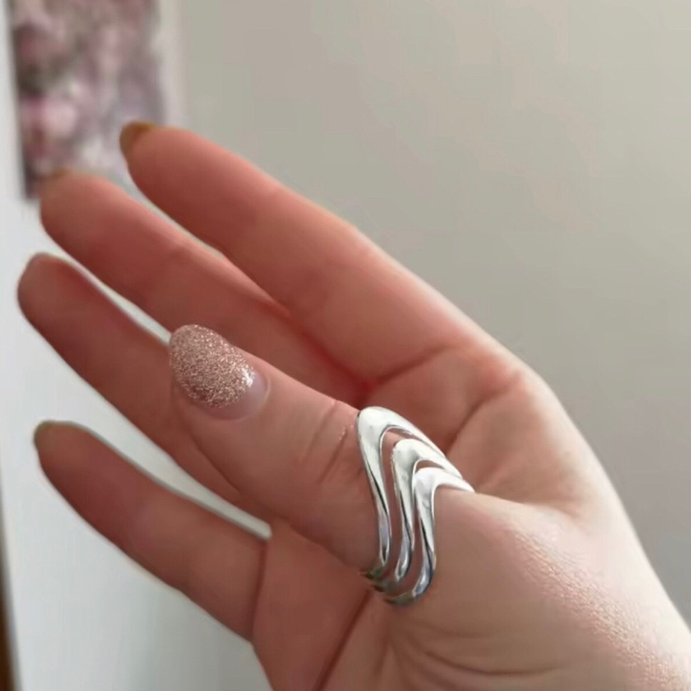 Sterling Silver Wavy Statement Ring